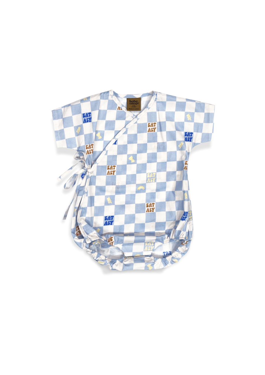 Wrap body with blue checkers allover print 0084_S25200