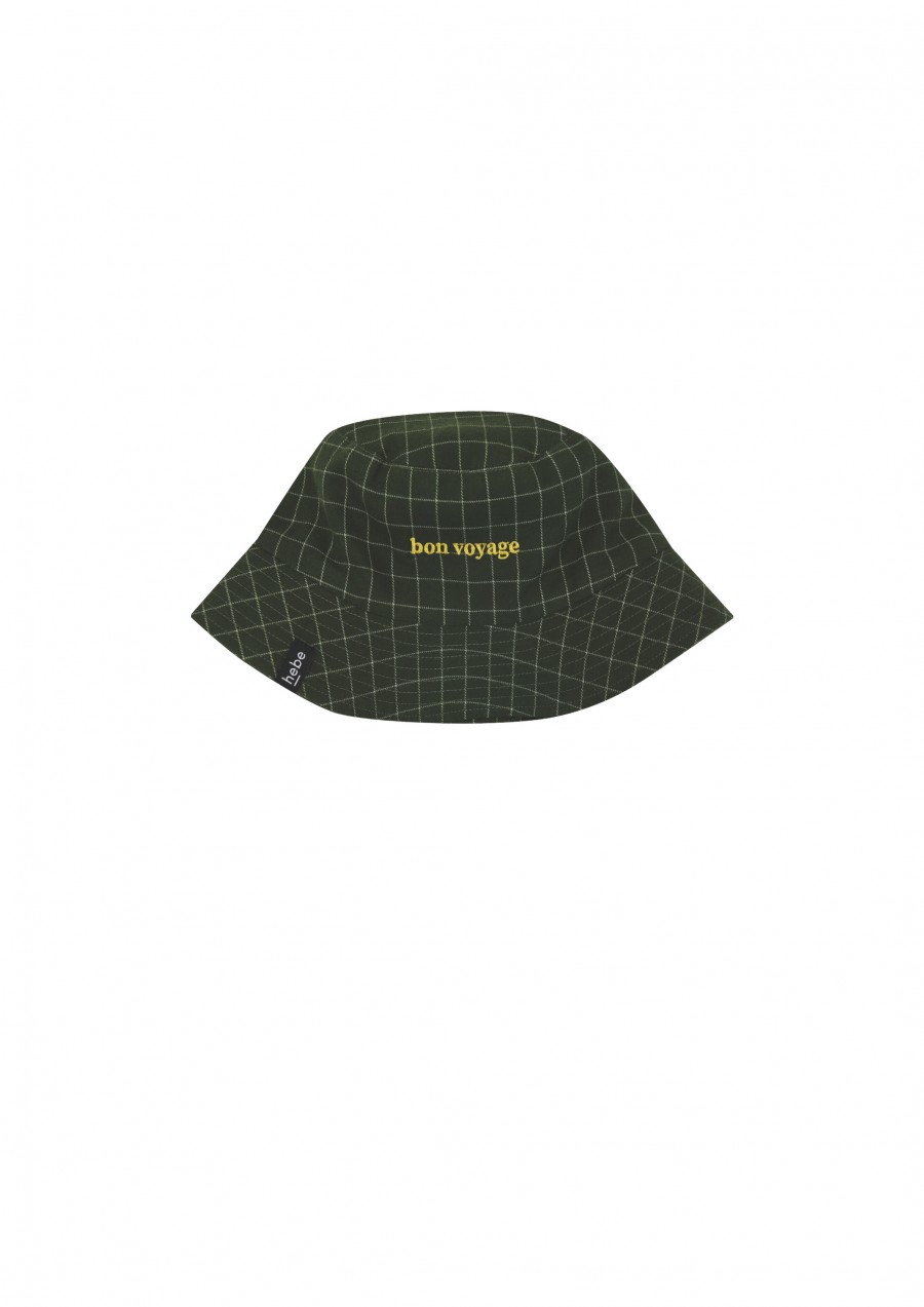 Hat green checkered with embroidrey bon voyage FW21093