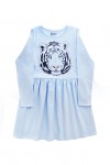 Dress with long sleeves, light blue with tiger MKL0016S