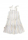 Dress cotton off-white with blue stripes print SS24297L