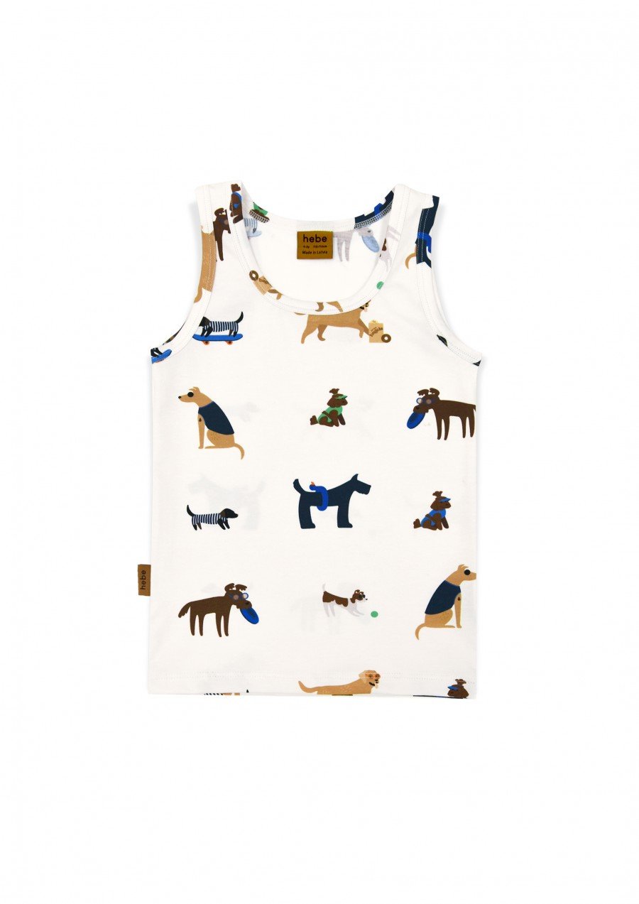 Tank top off-white with dog print SS24224