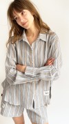 Shorts with blue and taupe stripes for female 0048_S25276