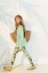 Leggings with green palm print SS21042L