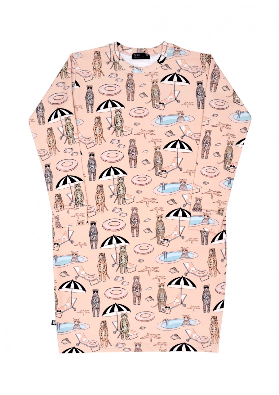 Sweater dress with pink pool print for female SS20221