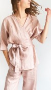 Wrap blouse pink linen 0361_S25381