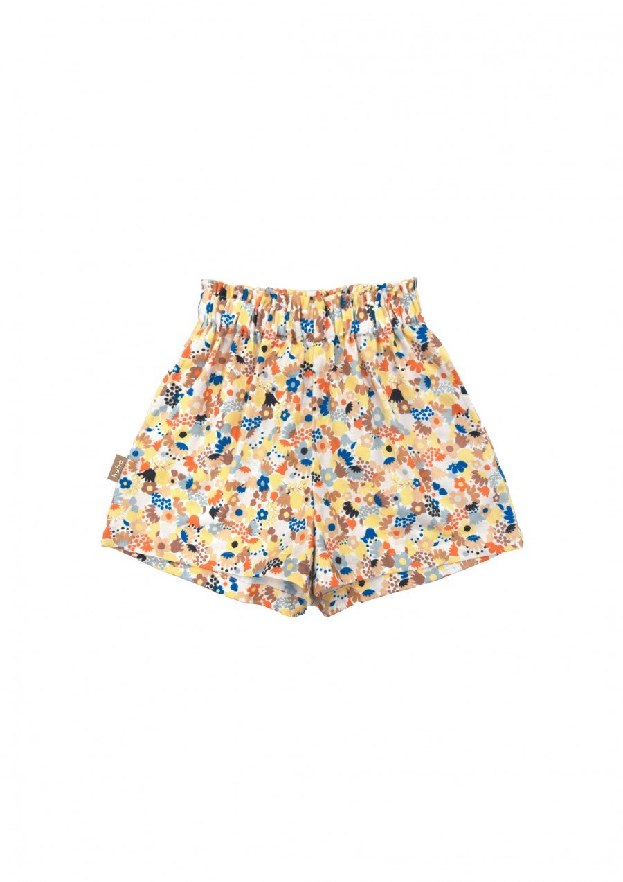 Shorts with yellow floral print for girl SS23042L