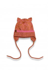 Hat pink merino wool with ears