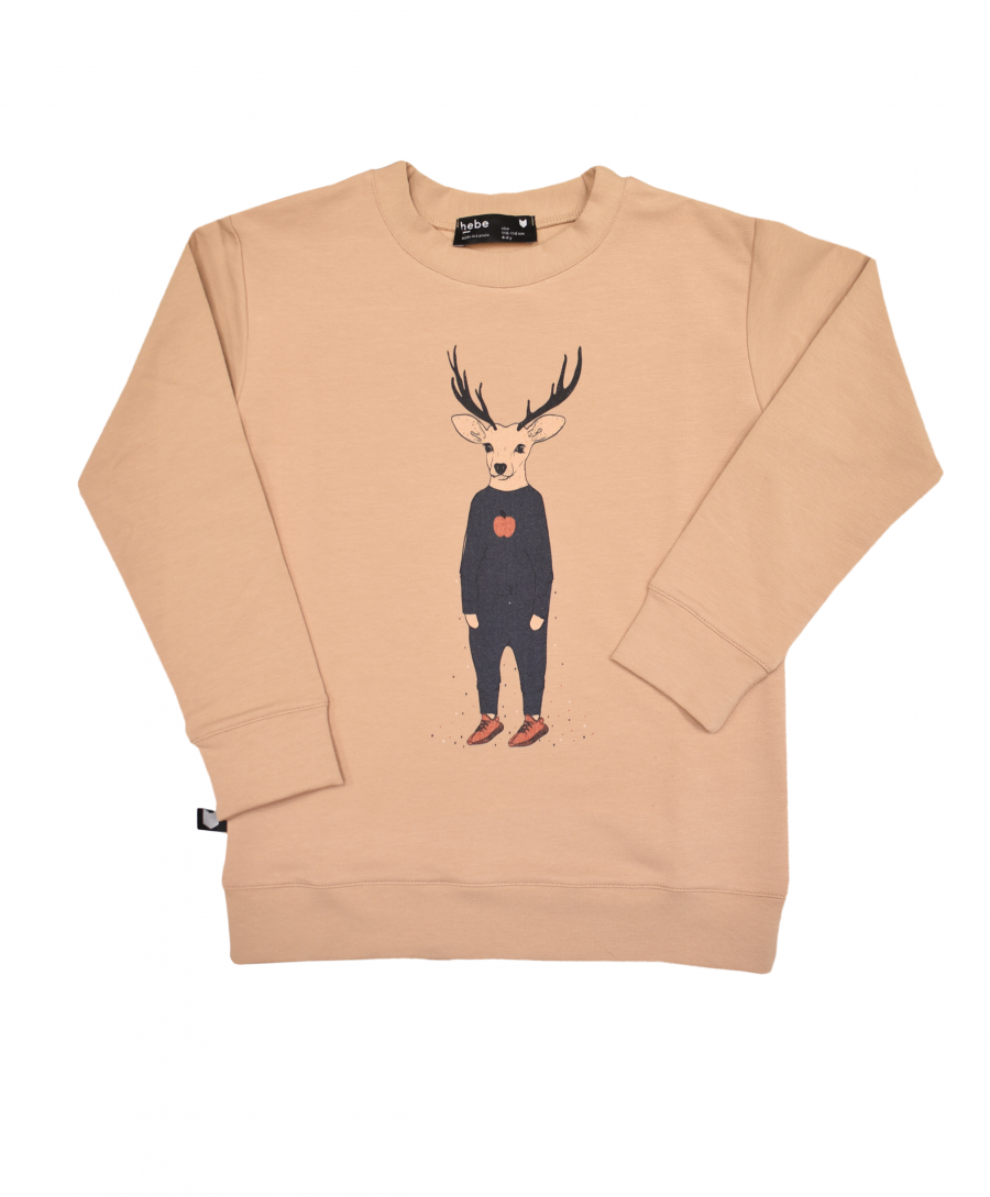 Sweater beige with deer for adult FW19176