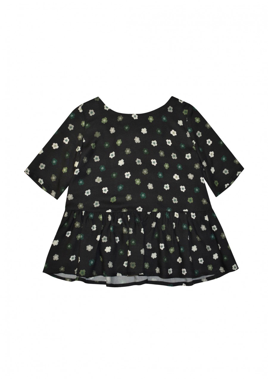 Blouse with floral green print FW21067L