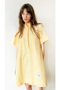 Dress short yellow checkered