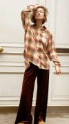 Amber brown velvet pants, long 0393_LM016