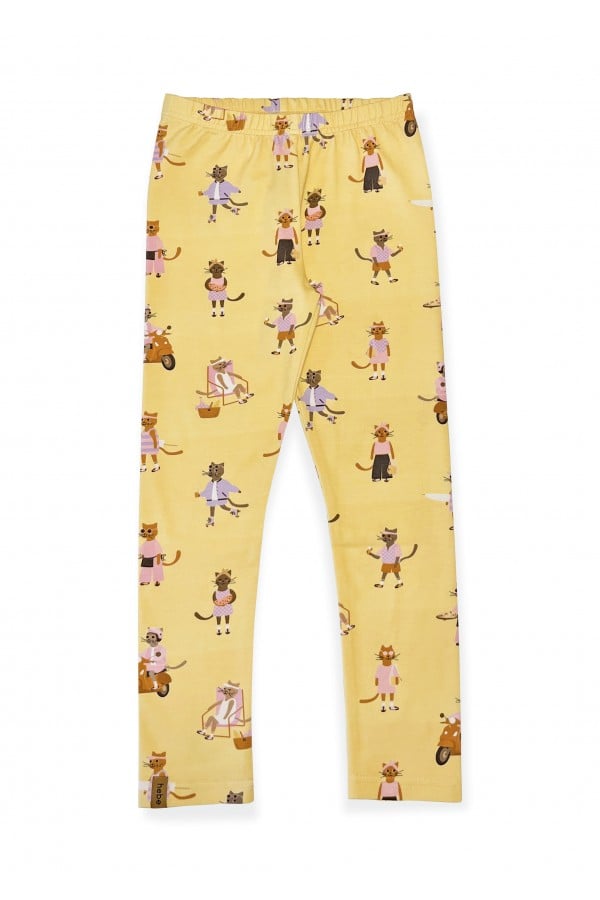 Leggings with yellow cat allover print 0136_S25376