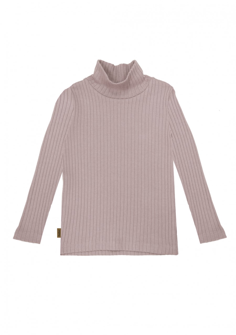 Turtleneck dusty pink ribbed FW23110L