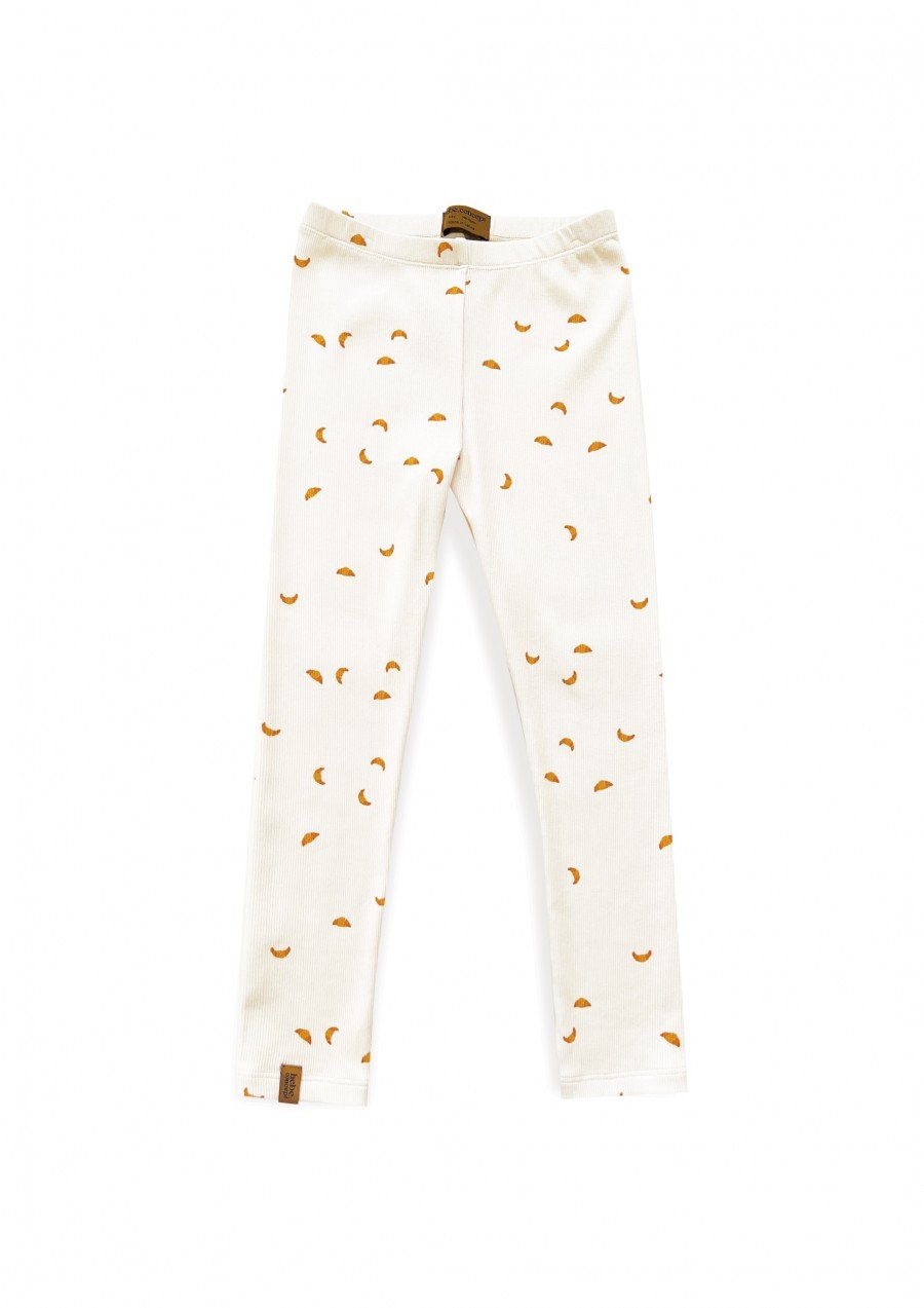 Rib leggings with all-over croissant print 0136_F25228