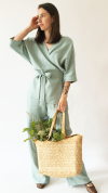 Blouse green linen 05001_S25418