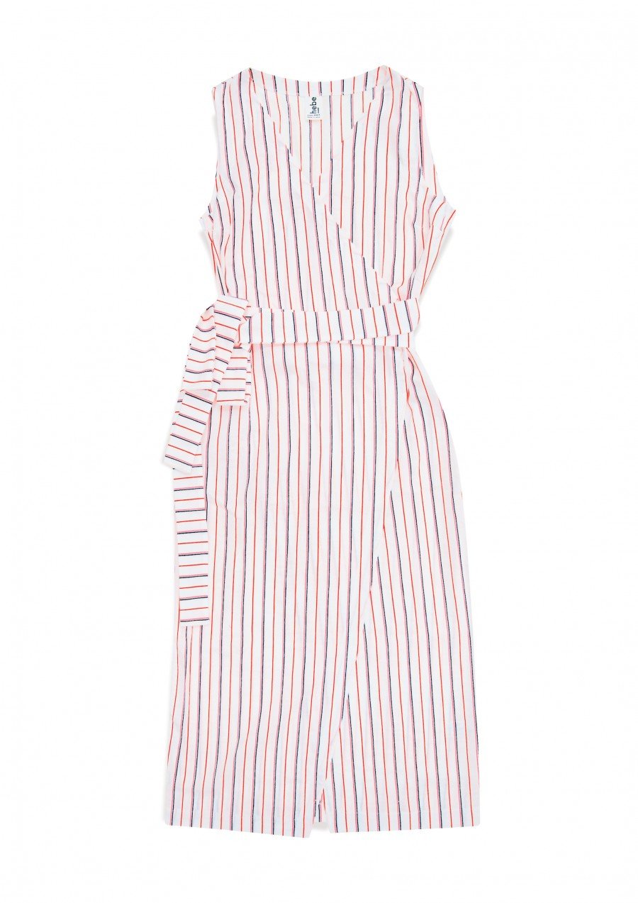 Wrap dress with stripes for female SS23508