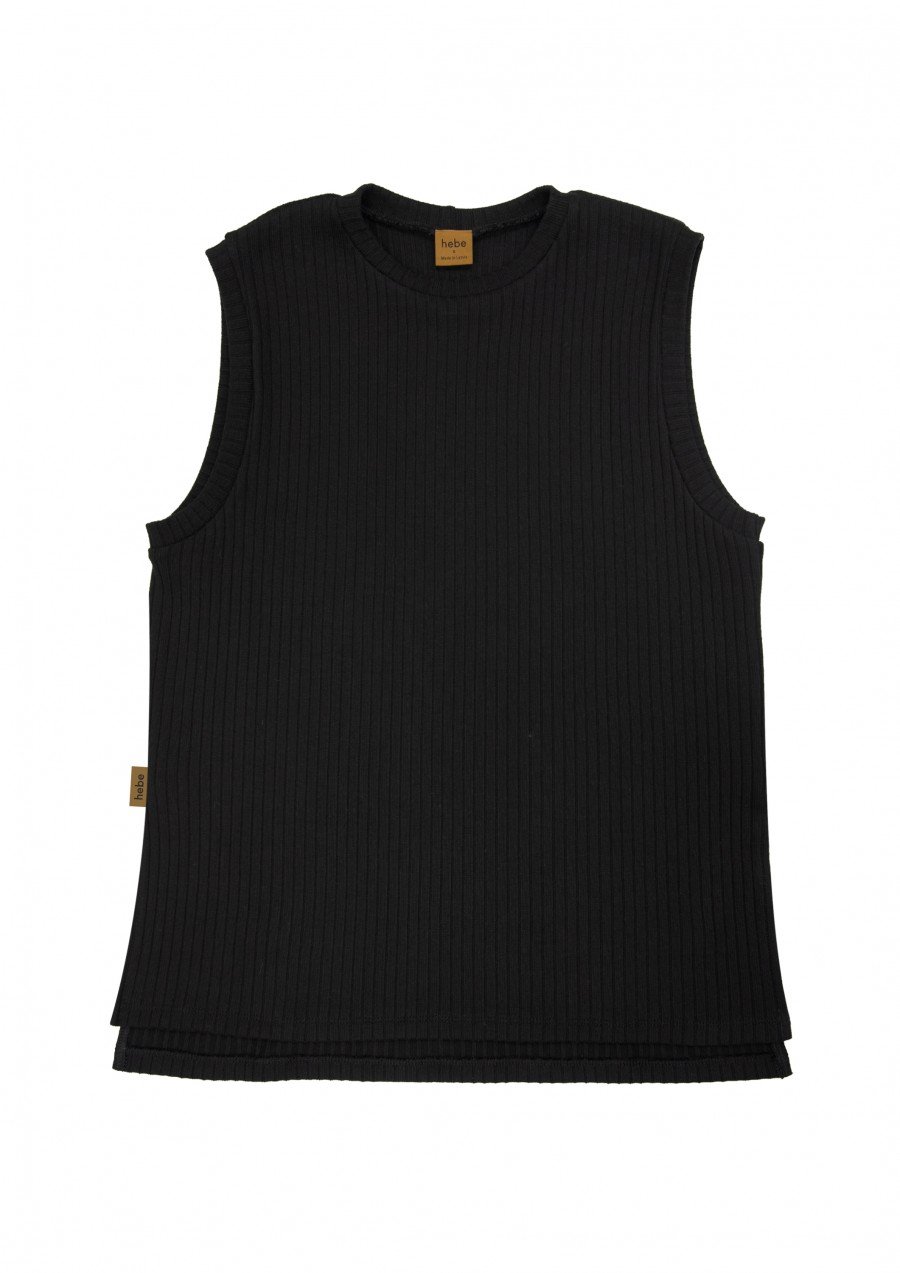 Vest black ribbed for female FW23063