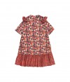 Dress floral red with frill and ruffle FW20002L