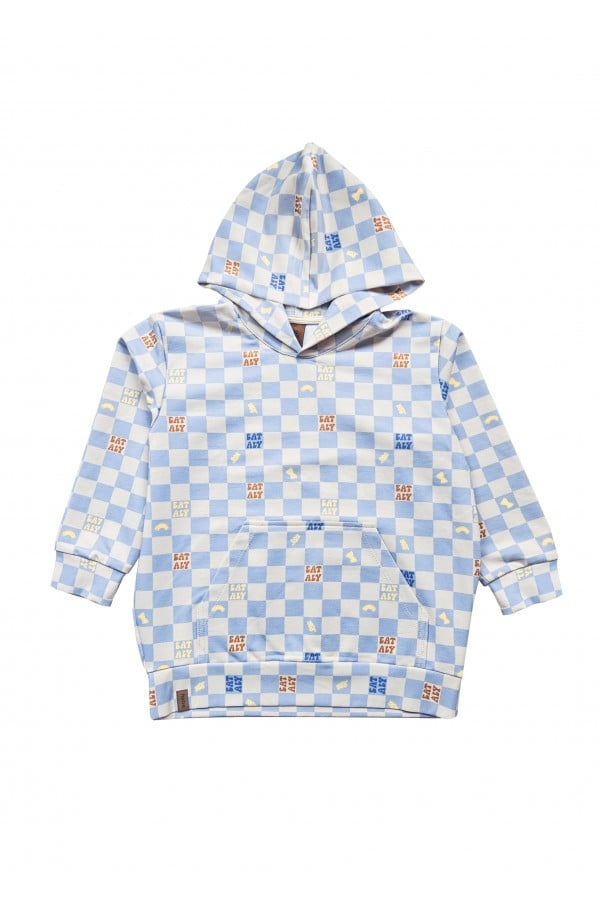Hoodie with blue checkers allover print 0130_S25407