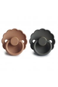 FRIGG Daisy Pacifiers - Latex 2-Pack - Graphite/Peach Bronze - Size 1