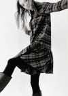 Dress brown checkered flanel, women FW24201