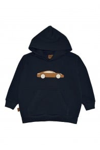 Kids hoodie sweater dark blue with a sports car