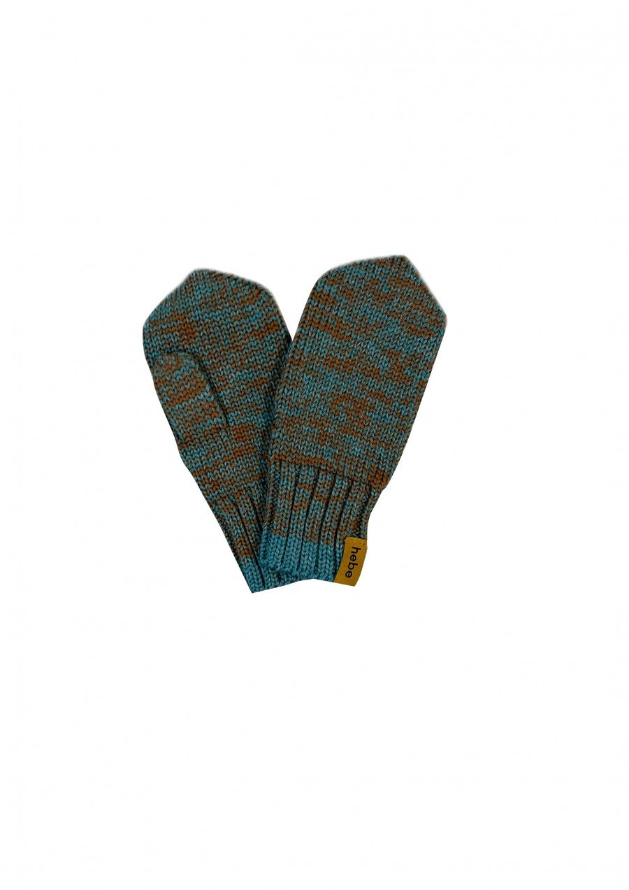 Mittens green/brown merino wool FW24246