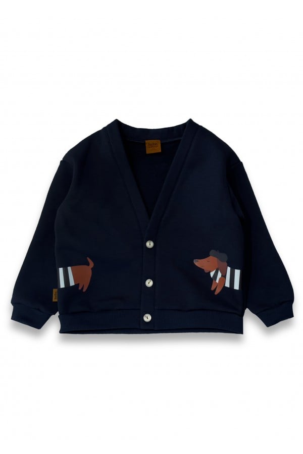 Jacket with dog placment print navy blue 0331_F25221