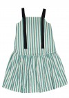 Dress with green stripes, frill and black straps for female SS20008.03