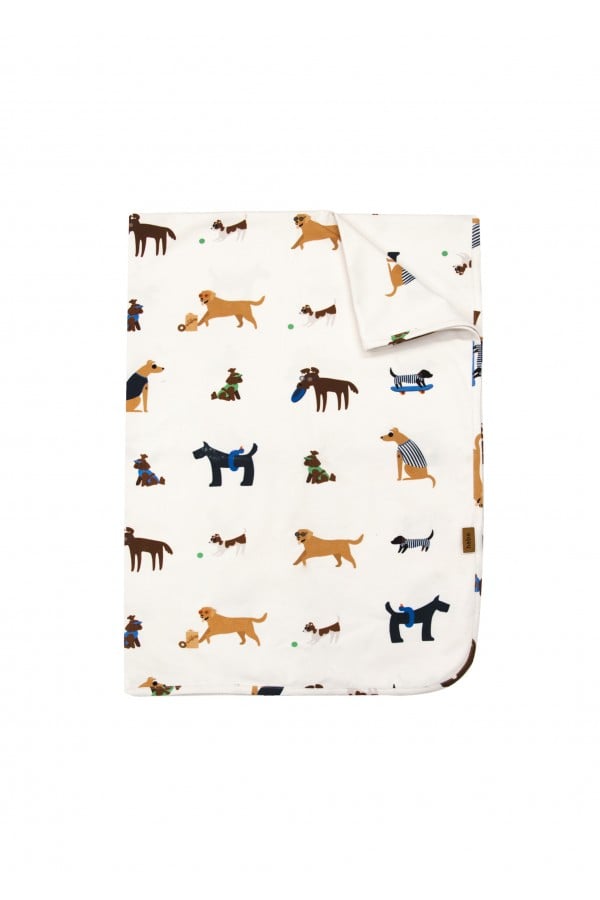 Blanket off-white with dog print SS24218