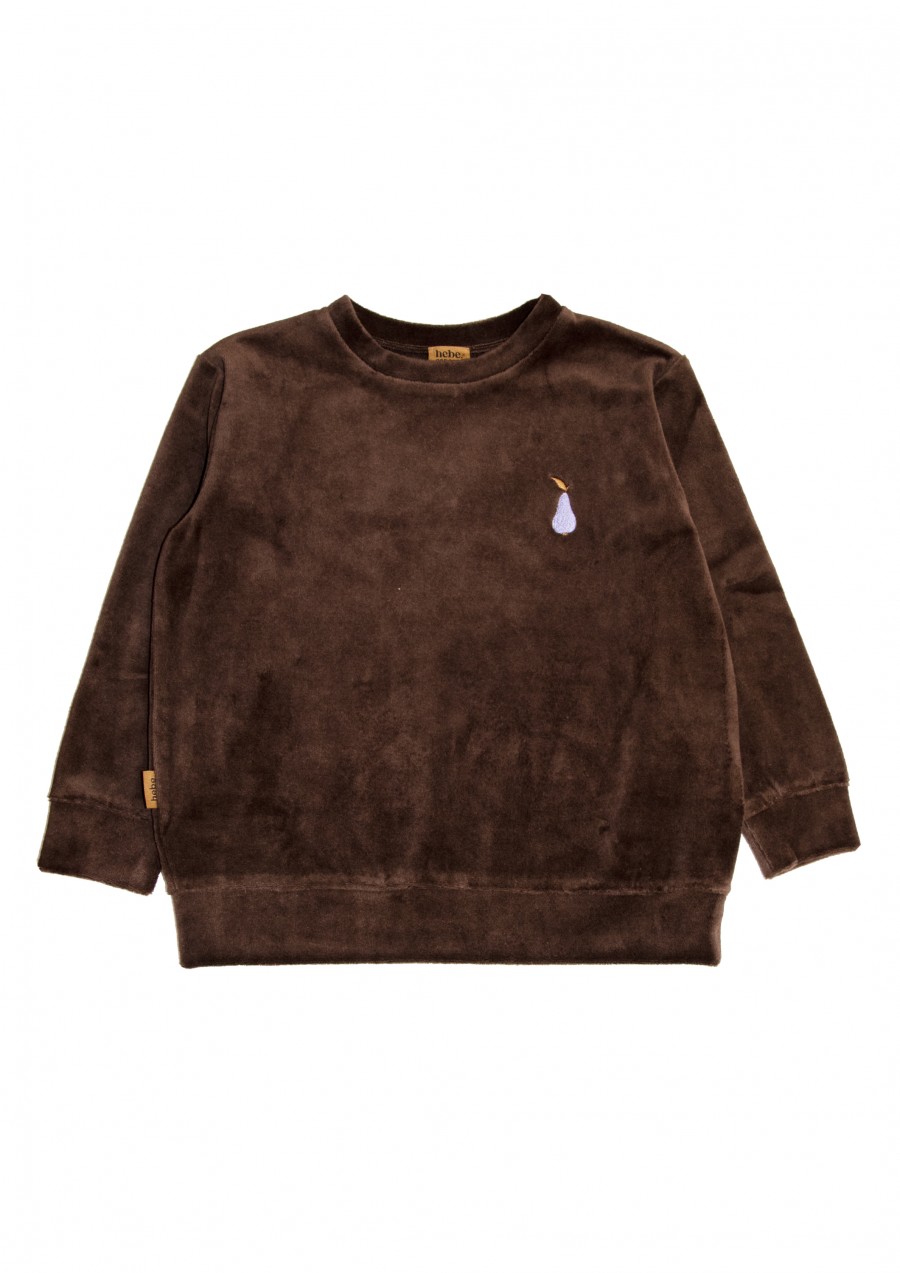 Sweater brown with embroidery warm SS24317