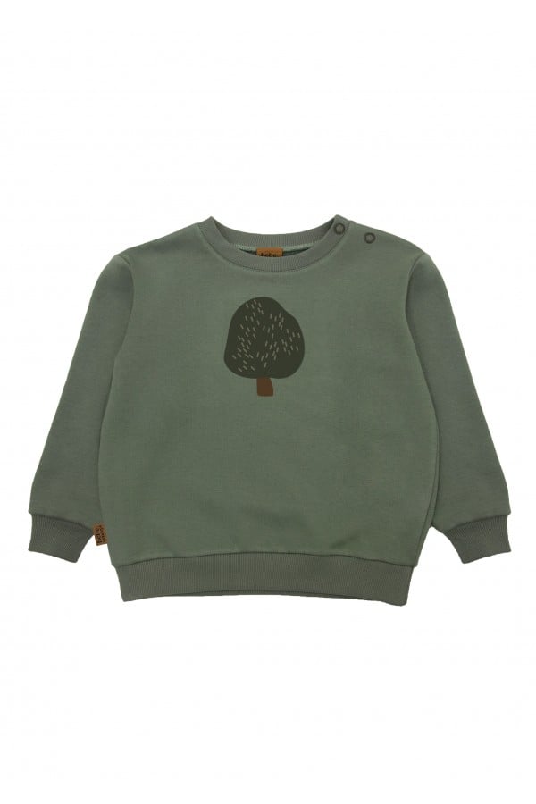 Baby sweater green with a tree print AY24118