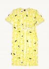 Dress with lemon allover print with white belt for female KLA24069