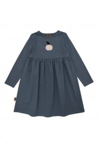 Baby dress midnight blue with apple print