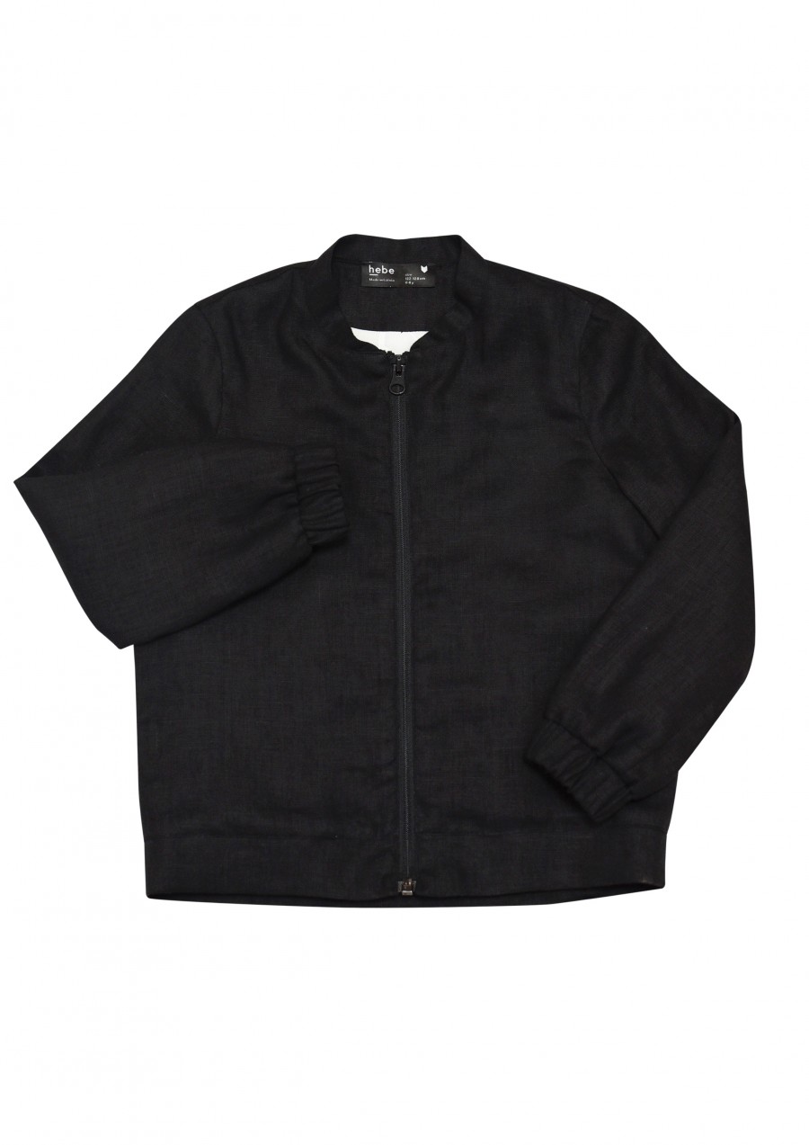 Bomber jacket black linen with lining SS19161