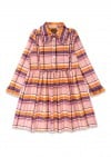 Kleita persiku/rozā rūtaina flaneļa ar apkakli un rišu 0325_F25137