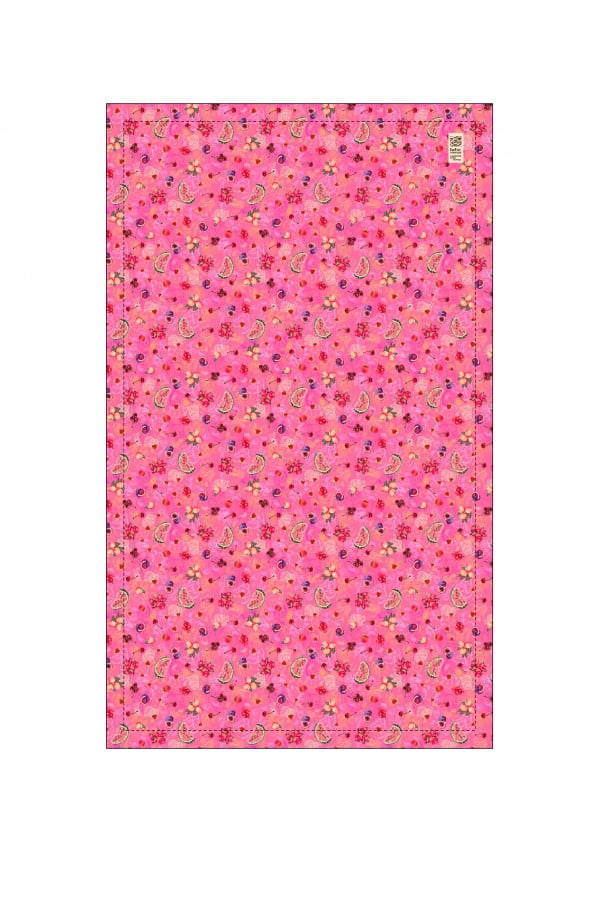 Galdauts 250x140 cm ar rozā augļu apdruku KLA24049