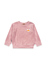 Rozā samta džemperis ar izšūtu Tutas lapsiņu