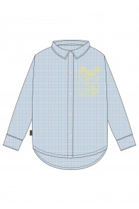 Krekls zili rūtots ar izšuvumu, sieviešu