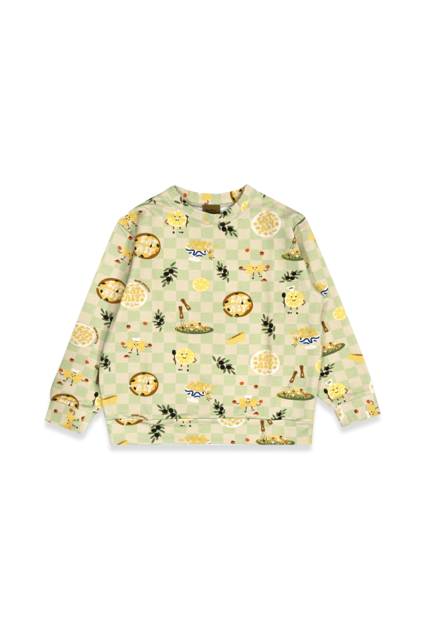 Džemperis ar zaļu un dzeltenu rūtiņas apdruku 0390_F25324