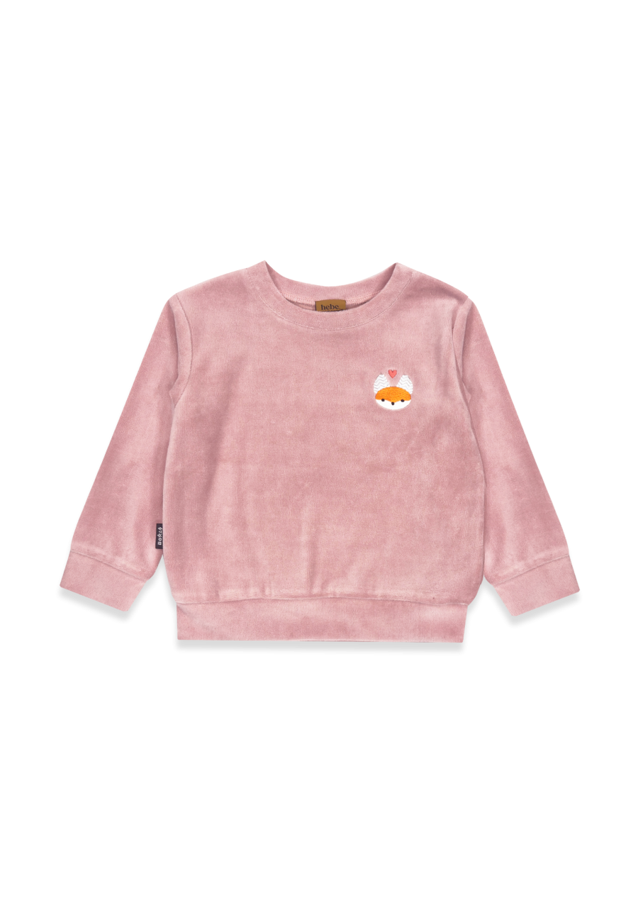 Rozā samta džemperis ar izšūtu Tutas lapsiņu 0390_TUT007