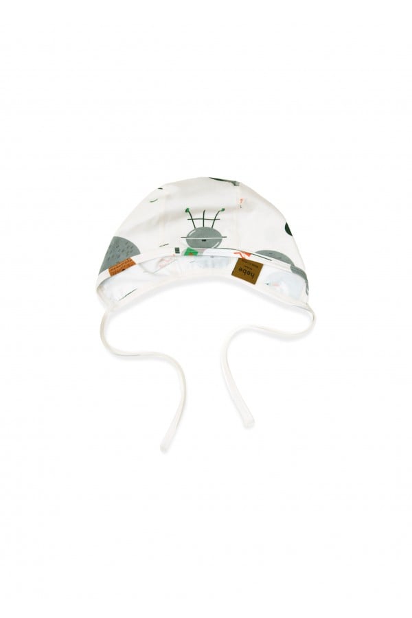 Jaundzimušo cepure balta ar parka apdruku SS24001