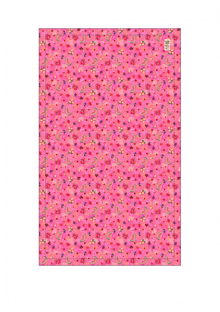 Galdauts 250x140 cm ar rozā augļu apdruku KLA24049