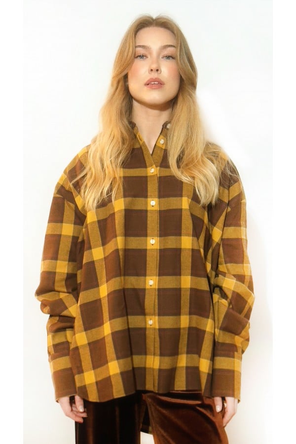 "Tina mustard check" krekls 0389_LM059