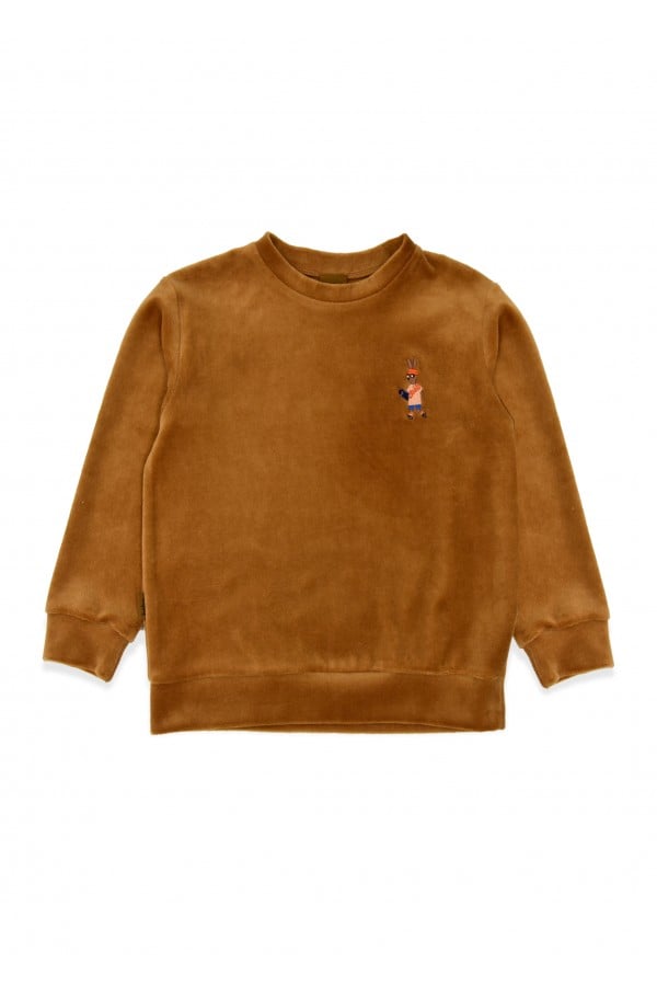 Siltais džemperis brūns ar izšuvumu SS24317