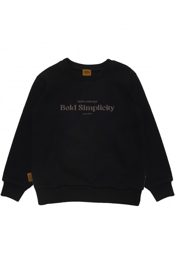 Džemperis melns ar druku "Bold Simplicity", pieaugušo FW24183