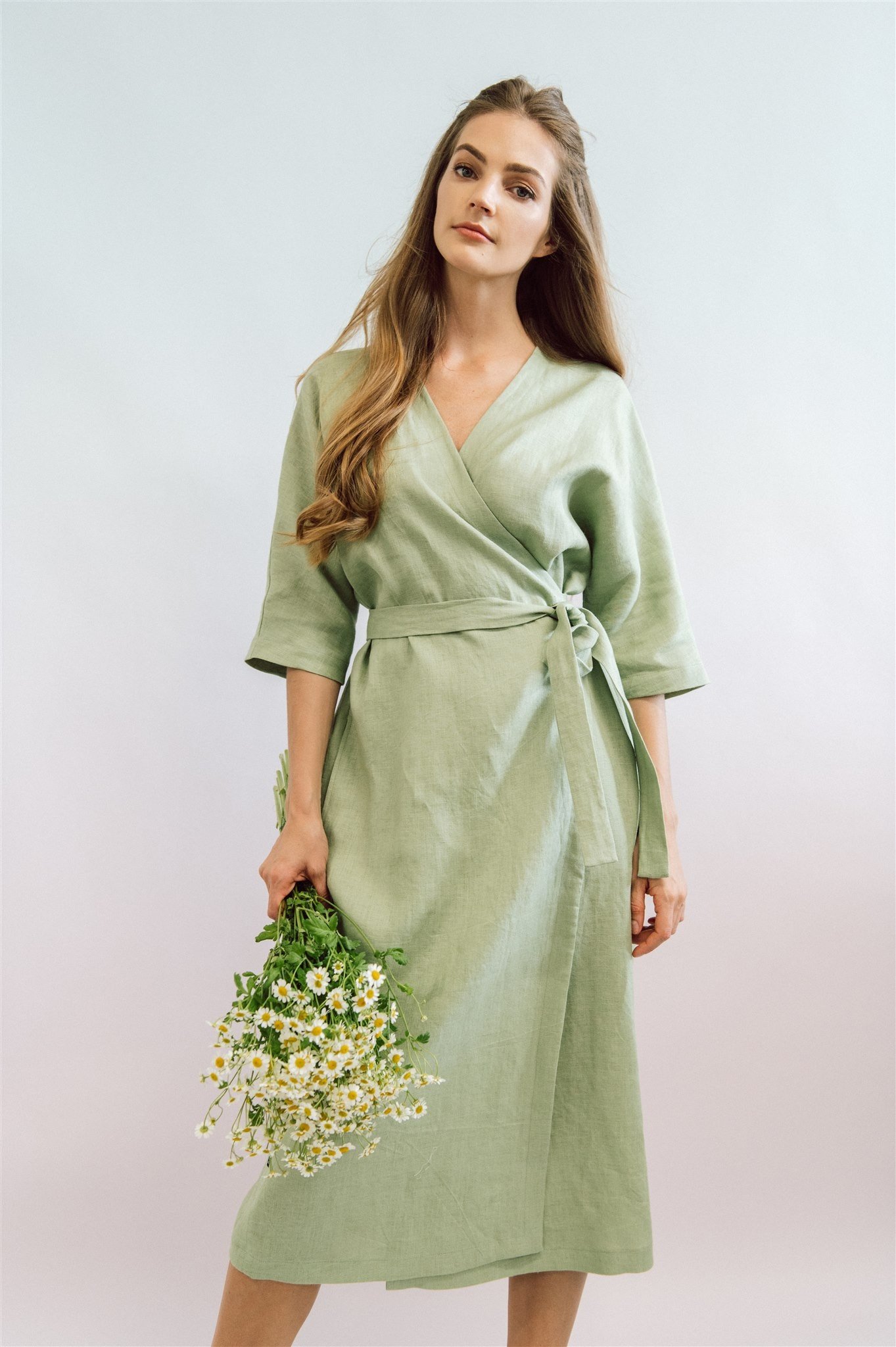 Light green hot sale wrap dress