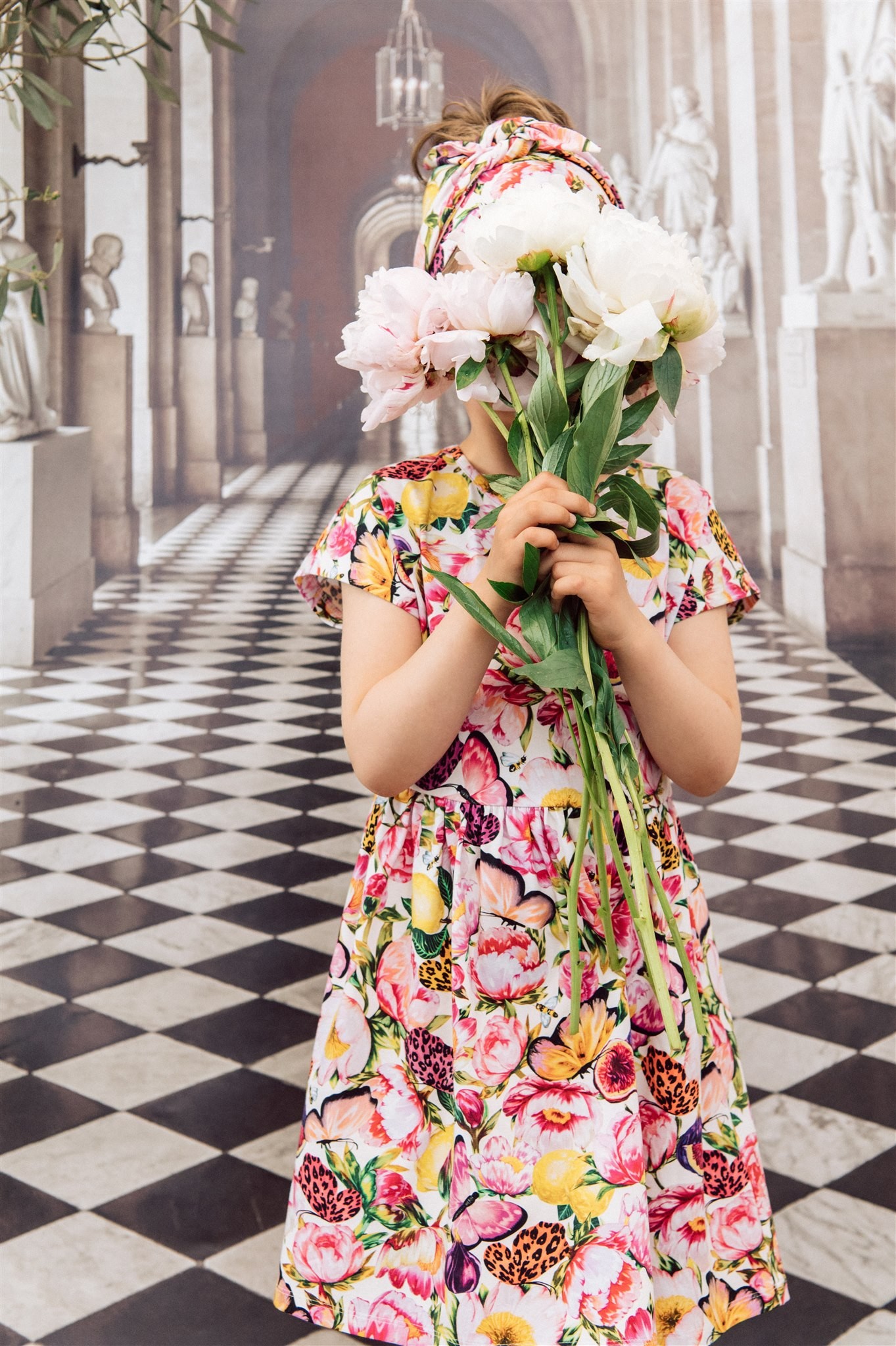 Dress white with flower print | HEBE