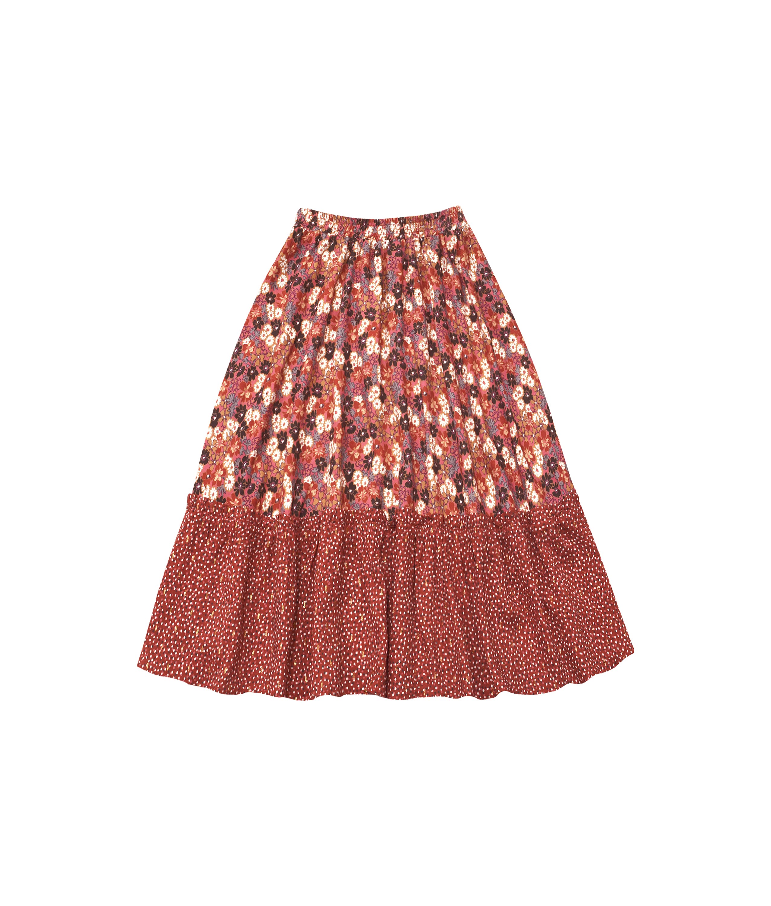 Skirt floral red with frill | HEBE