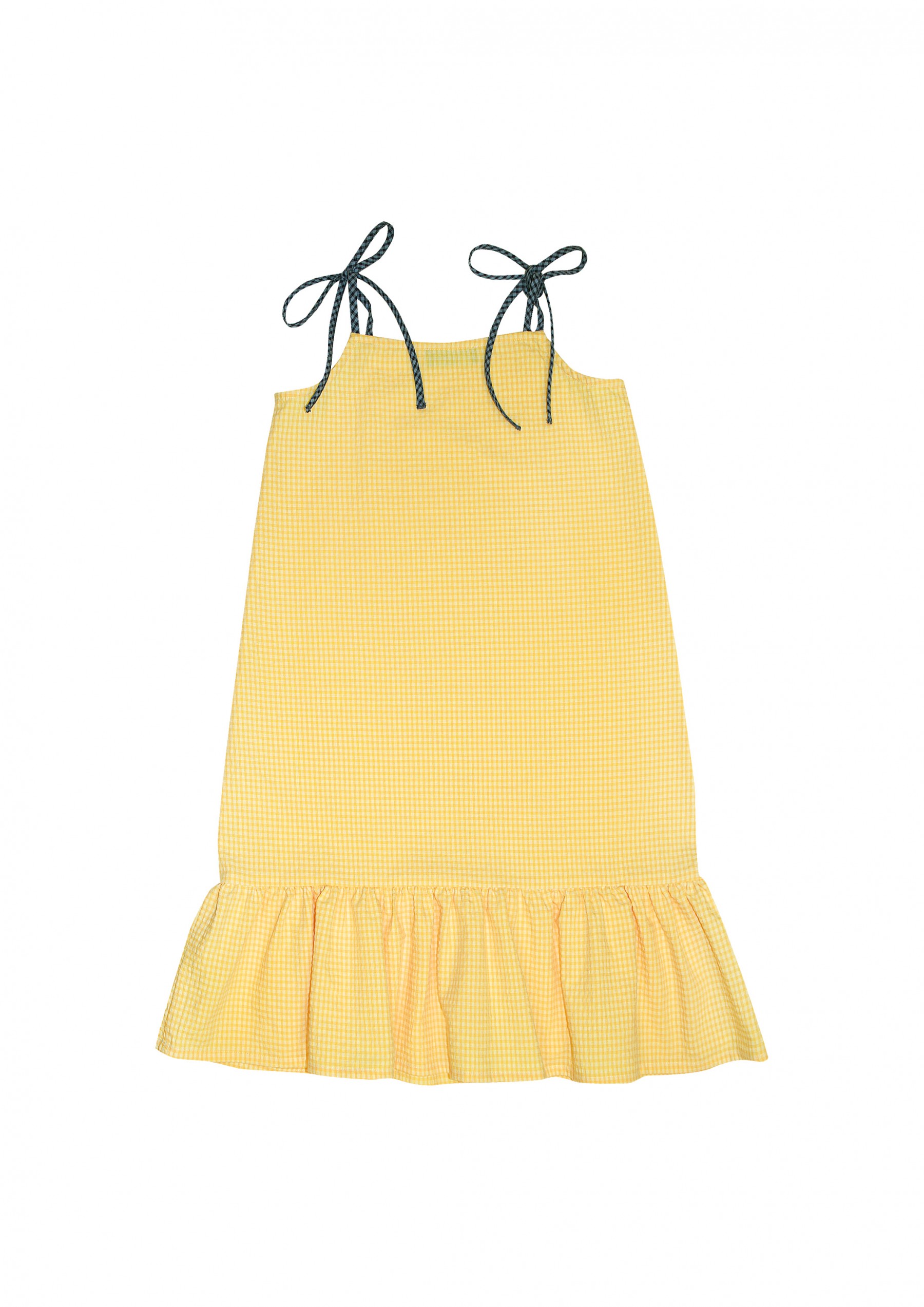 Dress yellow checkered with straps | HEBE